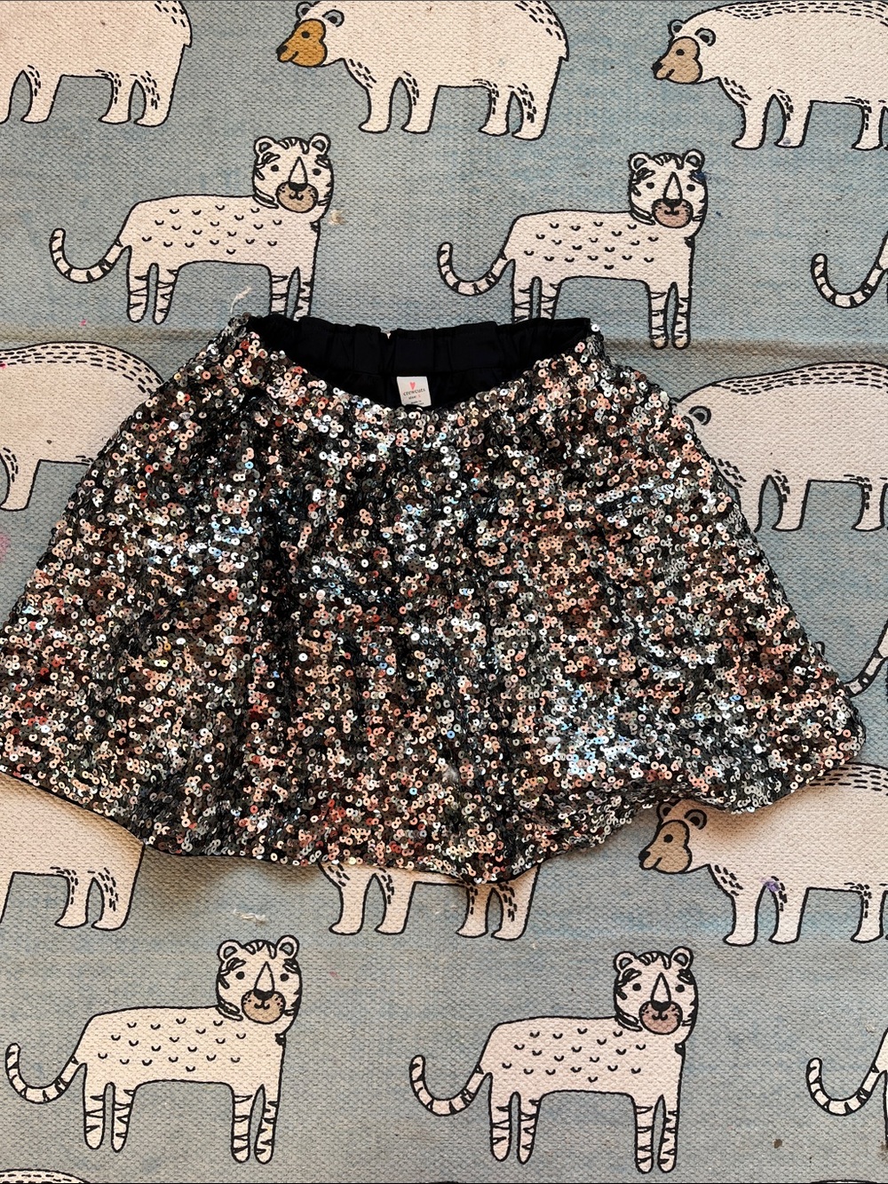 Crewcuts Sequin Short Skirt - Shimmering Silver & Black